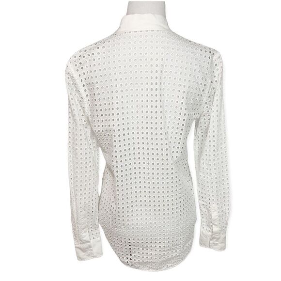 Equipement Femme Classic White Perforated Cotton Button Down Blouse Size XS - Picture 4 of 10